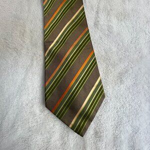 Kiton Napoli Mens Classic Striped Pointed Necktie Brown/Green 61" Business